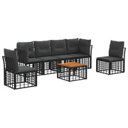 Set vanjskih sofa 7 pcs Crna i tamno siva Poliester