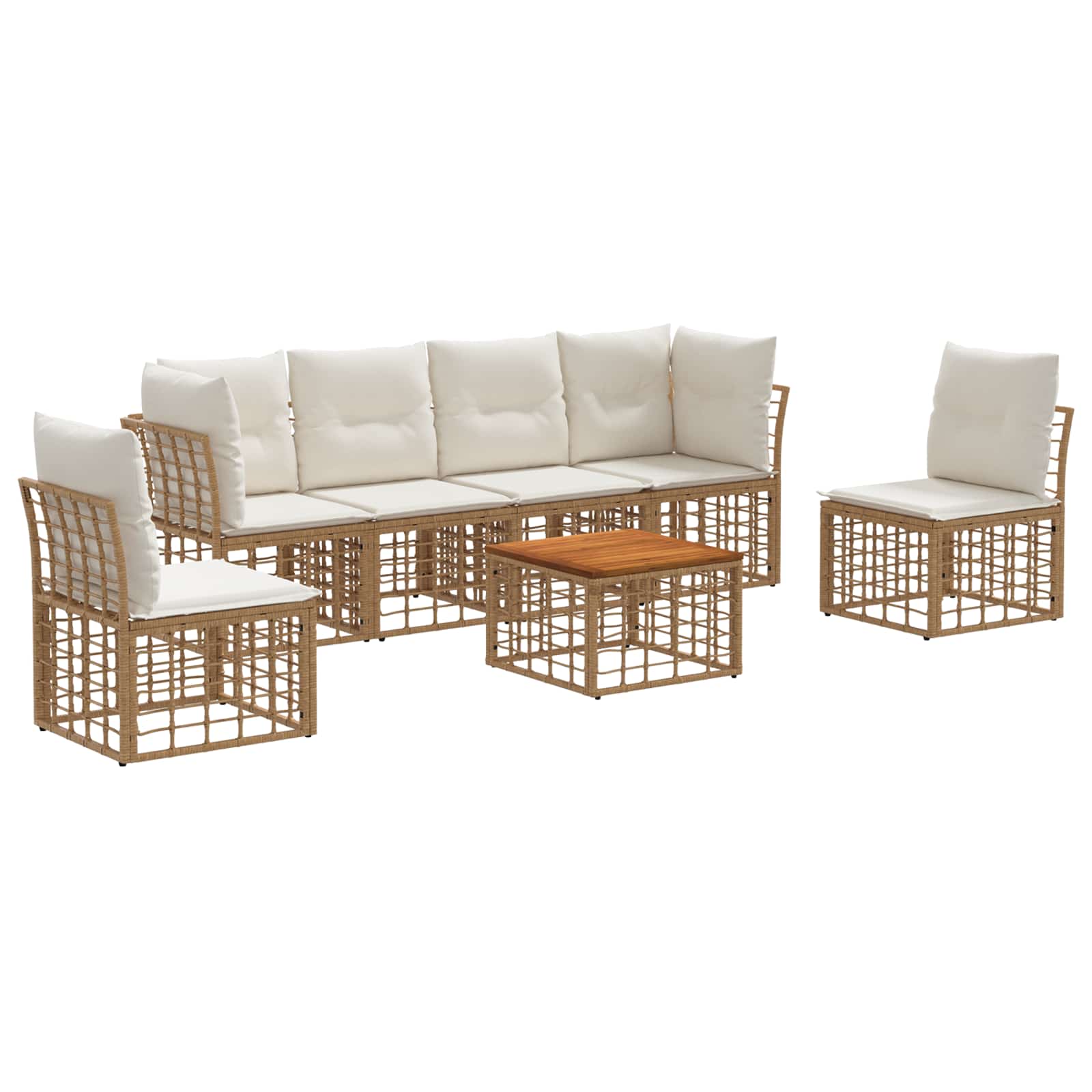 Set vanjskih sofa 7 pcs Prirodna i krema bijela Poliester