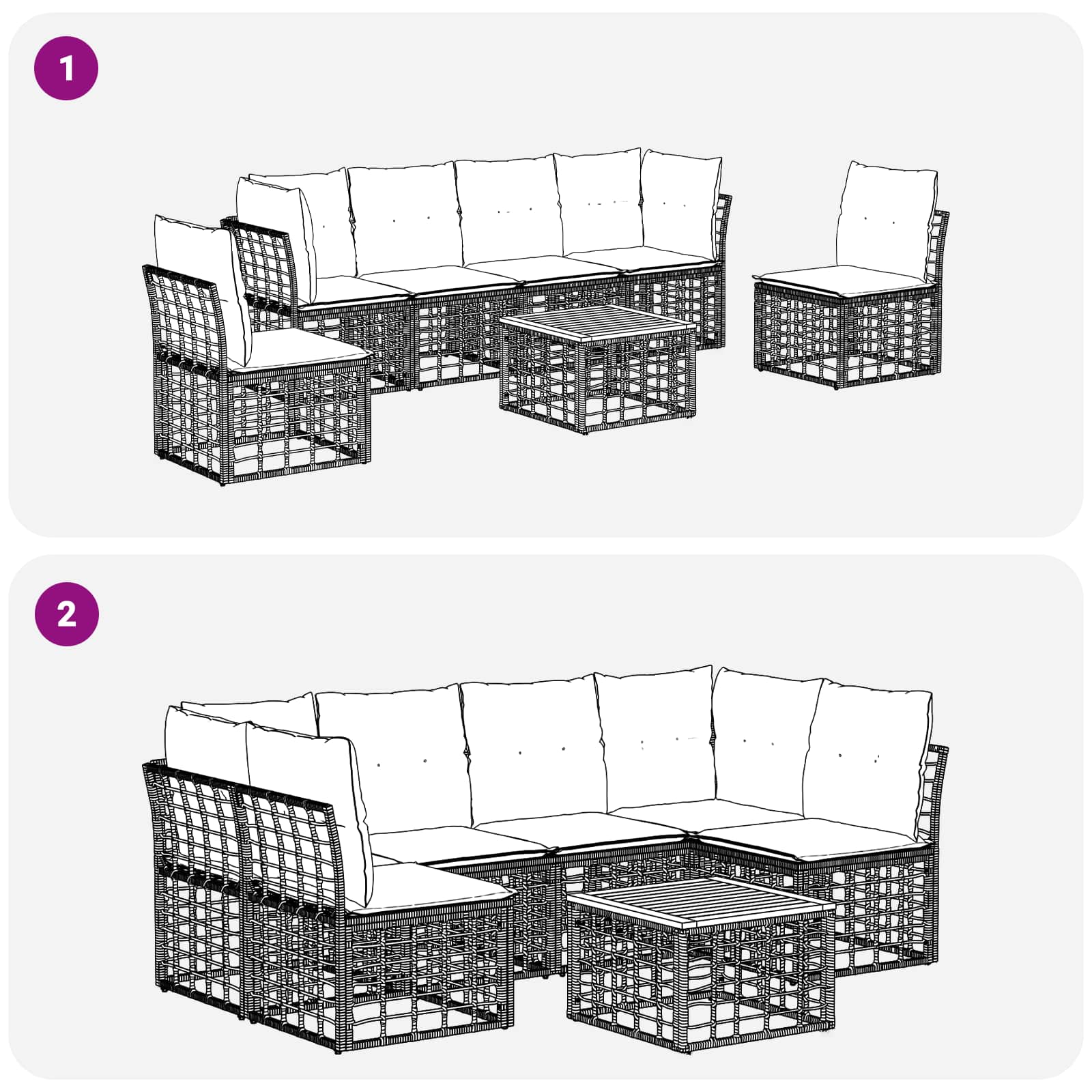 Set vanjskih sofa 7 pcs Prirodna i krema bijela Poliester