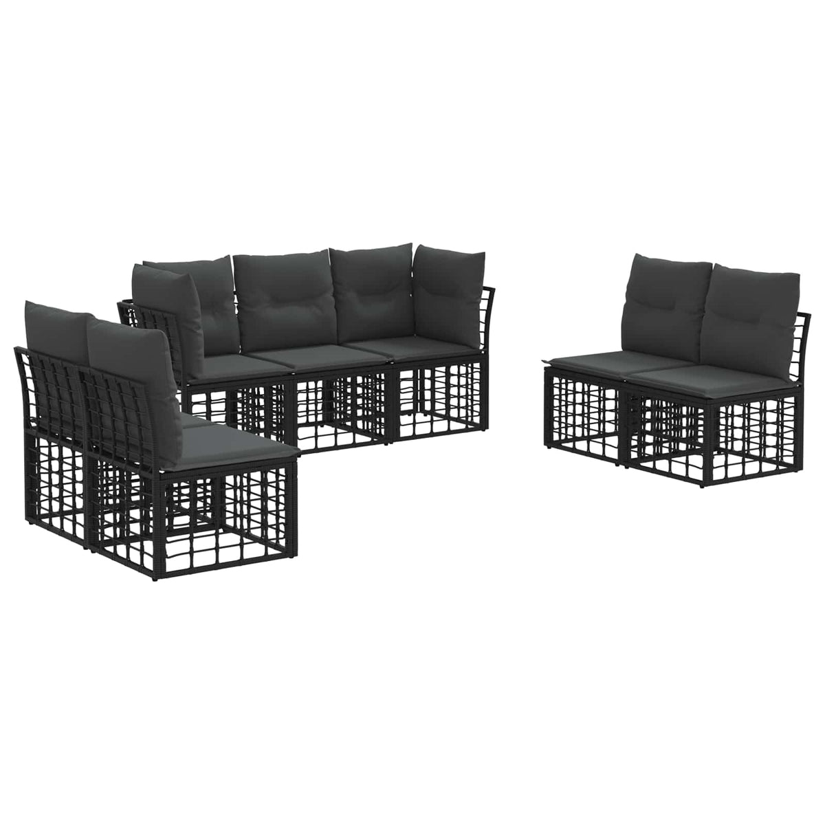 Set vanjskih sofa Crna Poliester