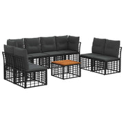 Set vanjskih sofa 9 pcs Crna i tamno siva Poliester