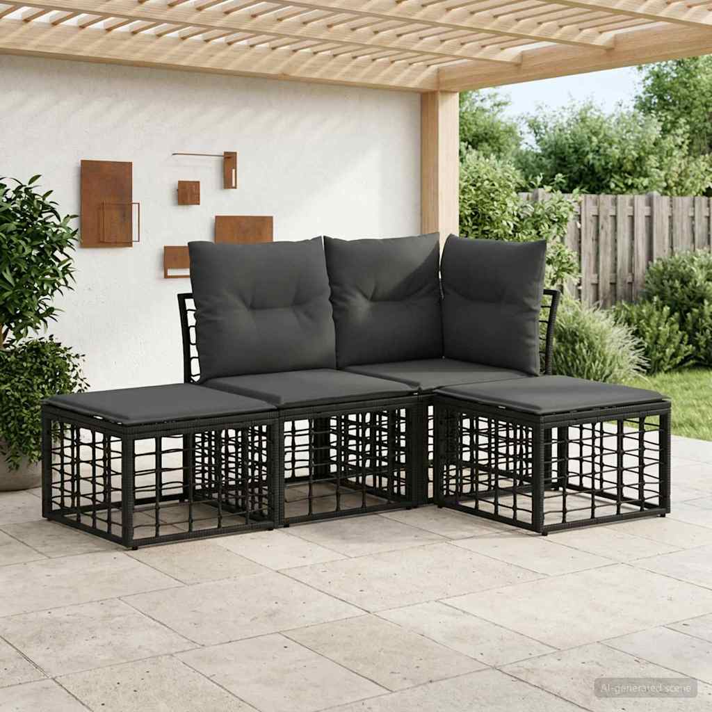Set vanjskih sofa Crna Poliester