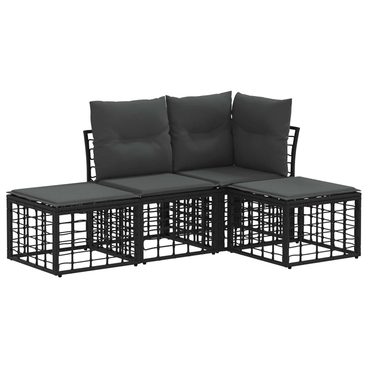 Set vanjskih sofa Crna Poliester