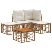 Set vanjskih sofa 5 pcs Prirodna i krema bijela Poliester