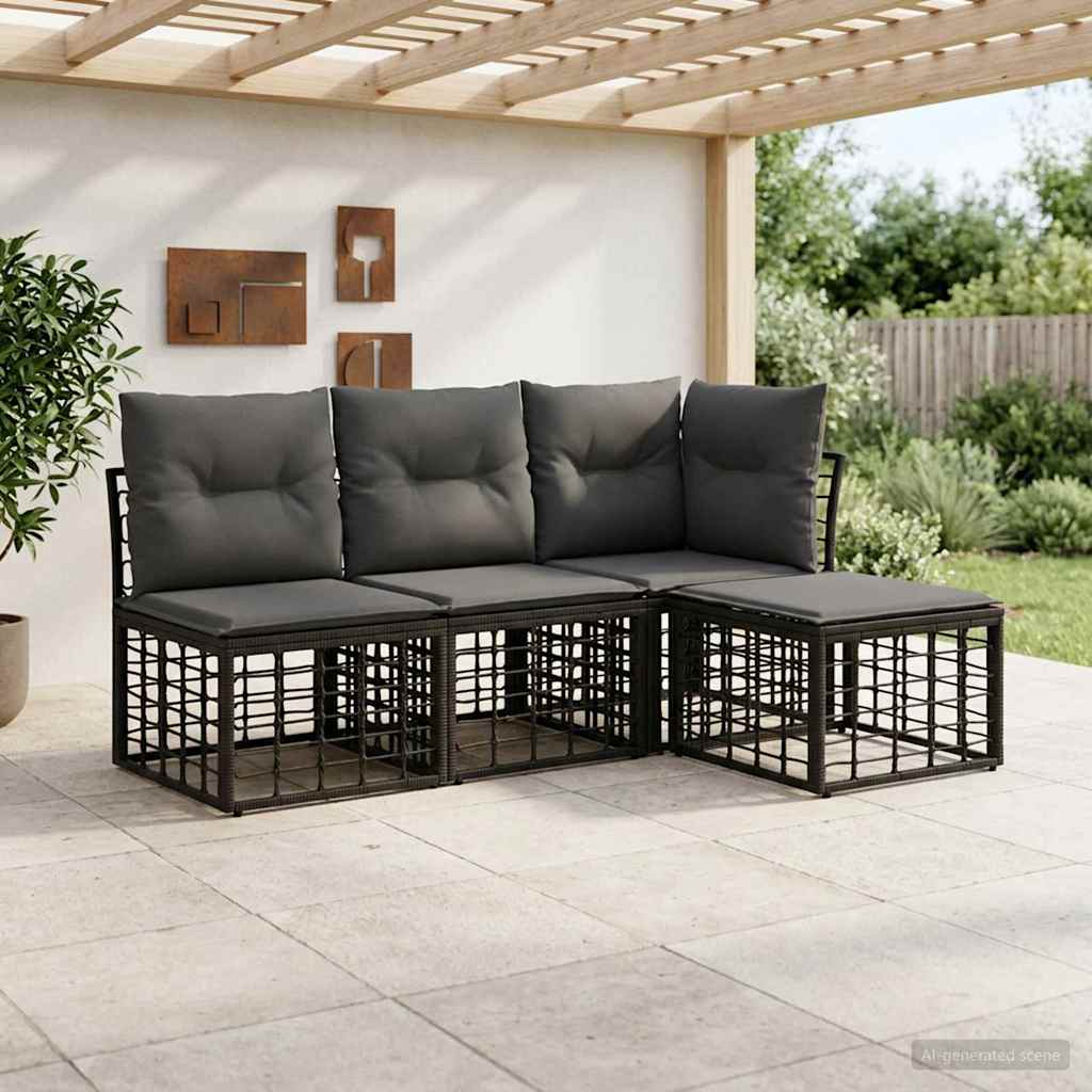 Set vanjskih sofa Crna Poliester