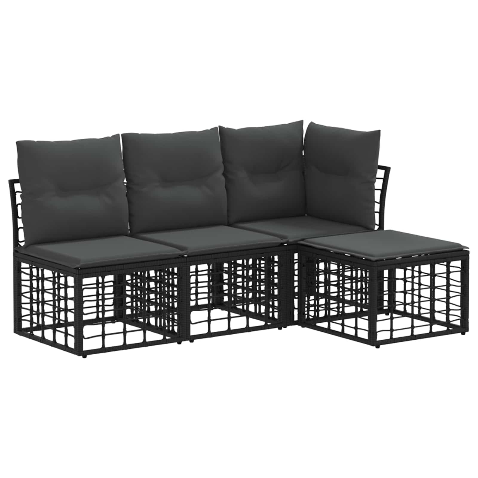 Set vanjskih sofa Crna Poliester
