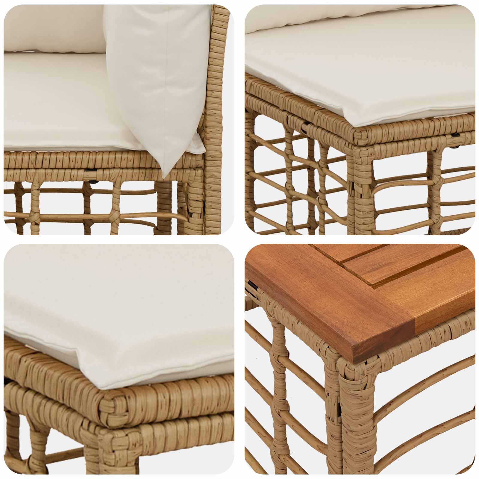 Set vanjskih sofa 5 kom. Prirodna i krema bijela Poliester