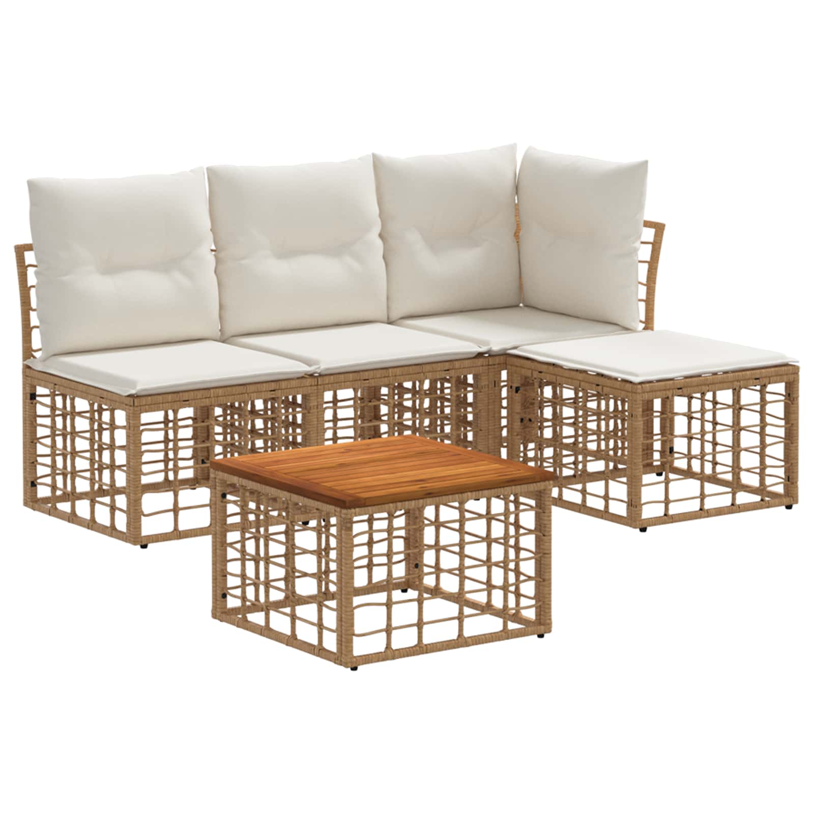 Set vanjskih sofa 5 kom. Prirodna i krema bijela Poliester