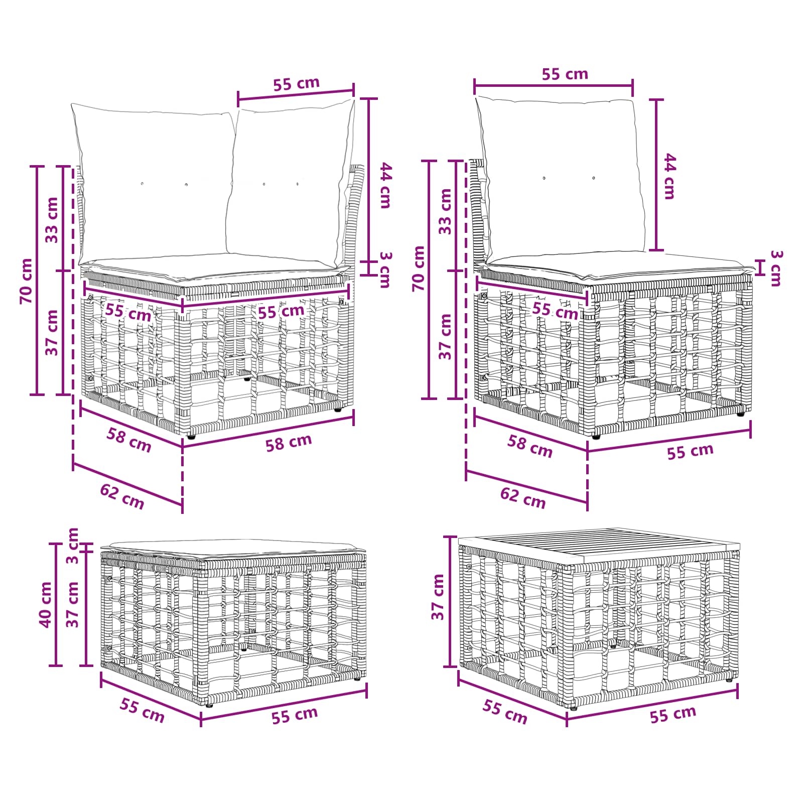 Set vanjskih sofa 5 kom. Prirodna i krema bijela Poliester