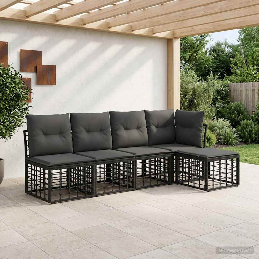 Set vanjskih sofa Crna Poliester