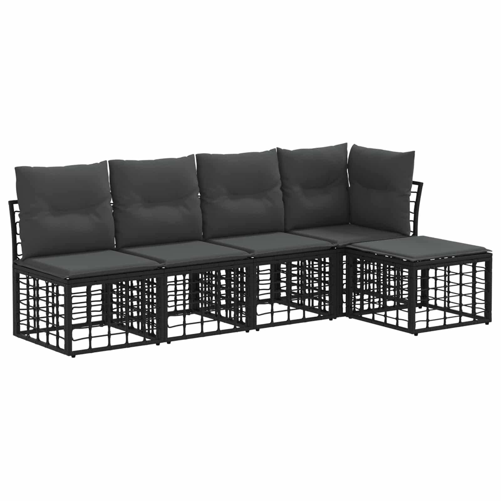 Set vanjskih sofa Crna Poliester