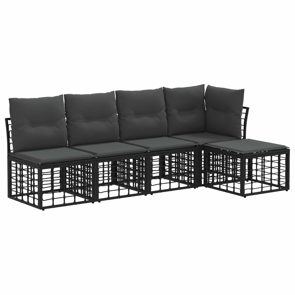 Set vanjskih sofa Crna Poliester