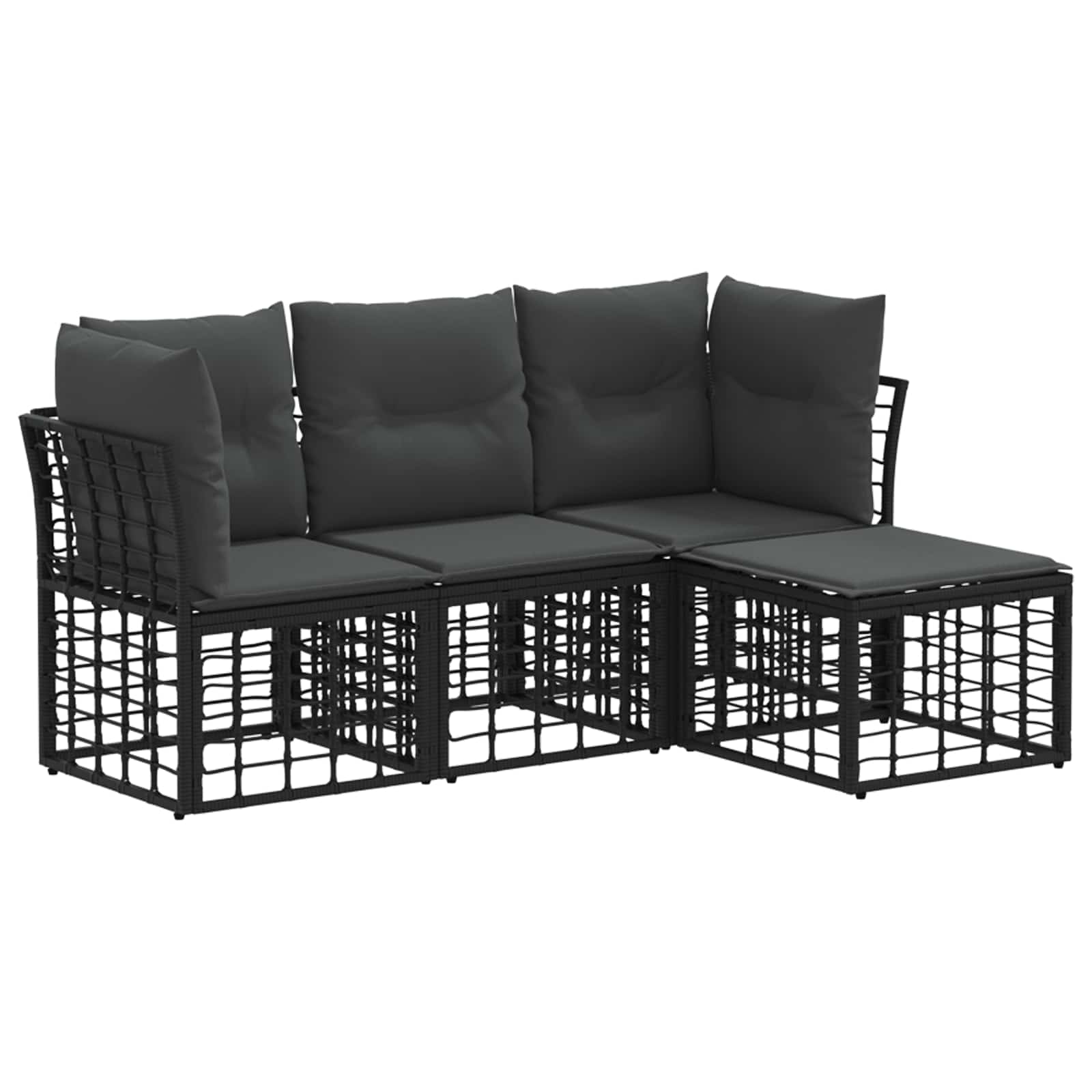 Set vanjskih sofa Crna Poliester