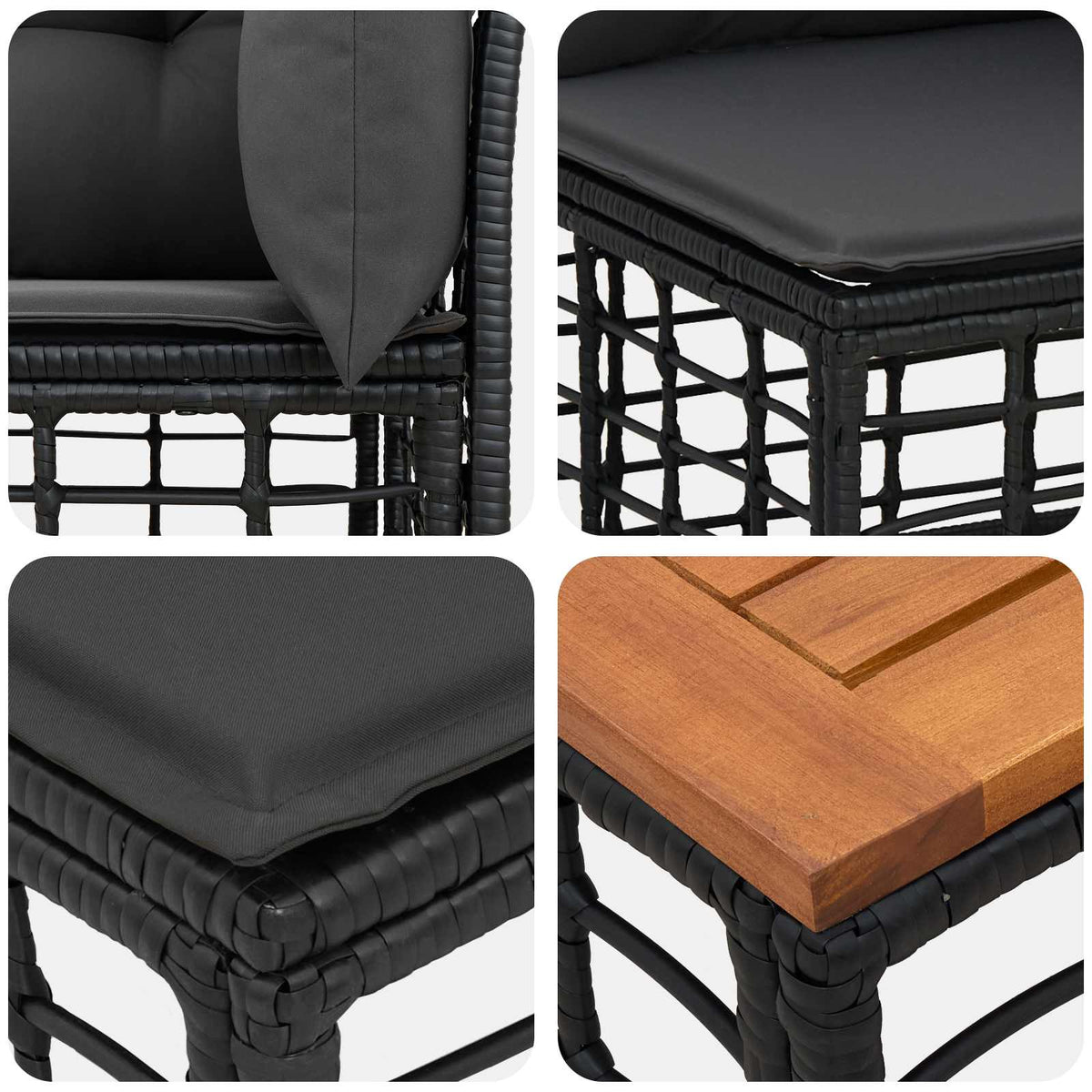 Set vanjskih sofa 5 kom. Crna i tamno siva Poliester
