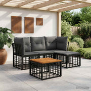 Set vanjskih sofa 5 kom. Crna i tamno siva Poliester