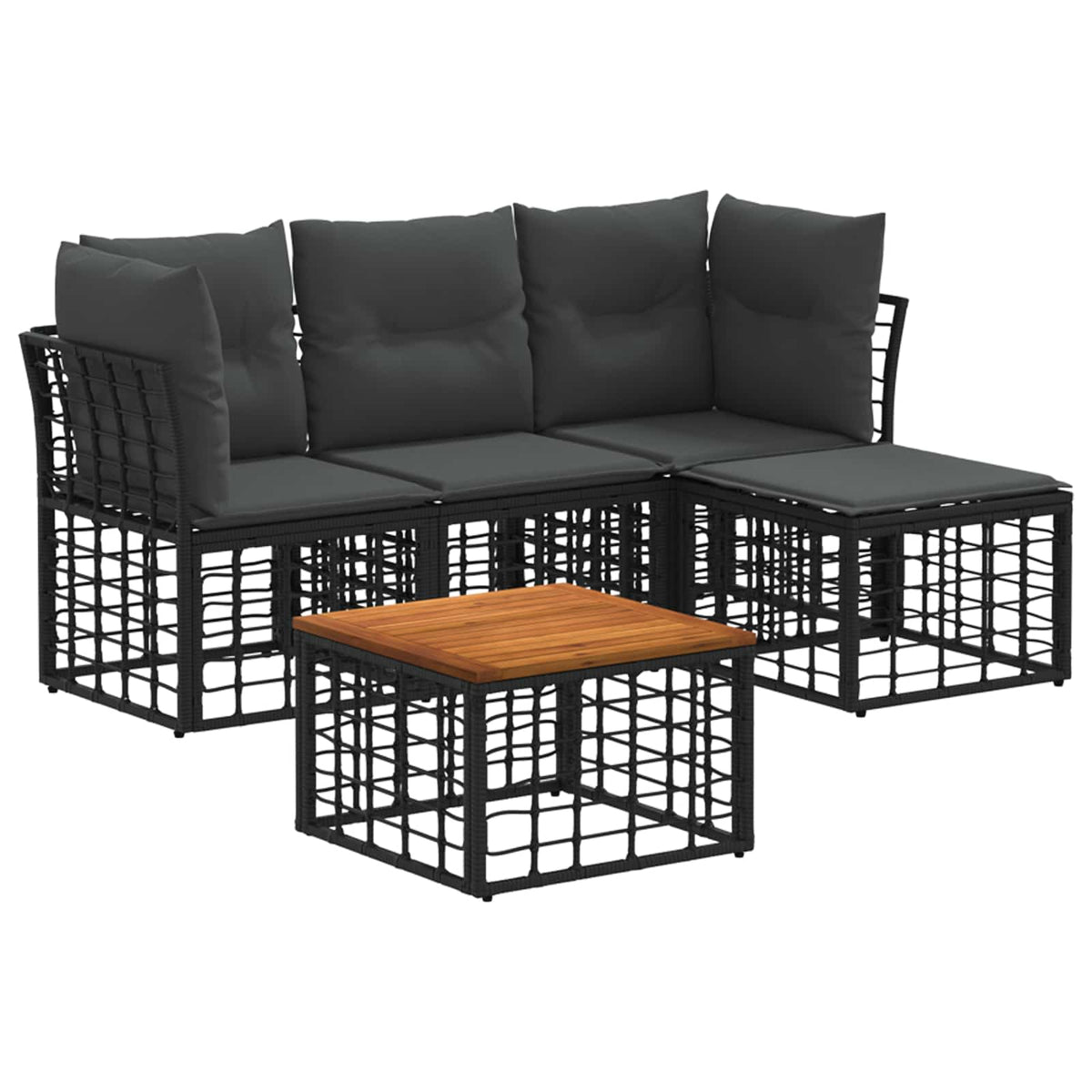 Set vanjskih sofa 5 kom. Crna i tamno siva Poliester