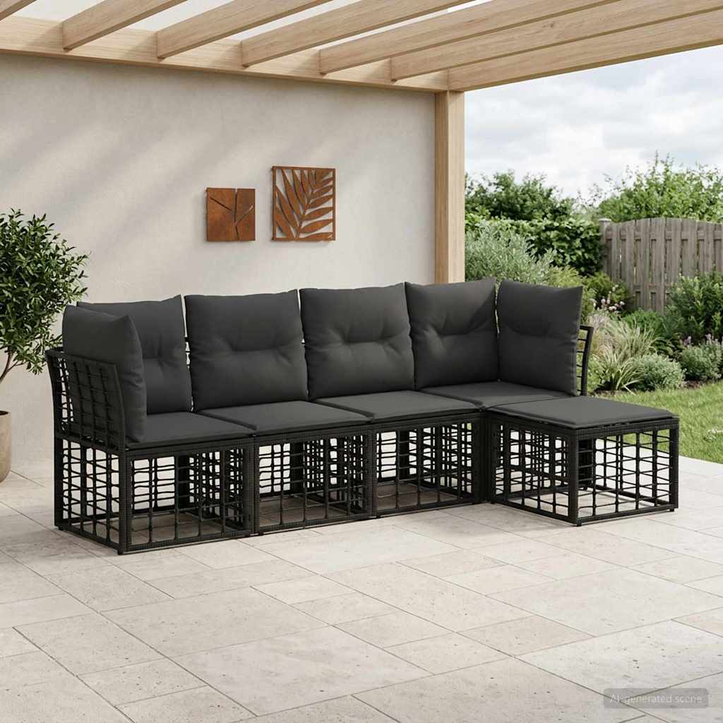 Set vanjskih sofa Crna Poliester