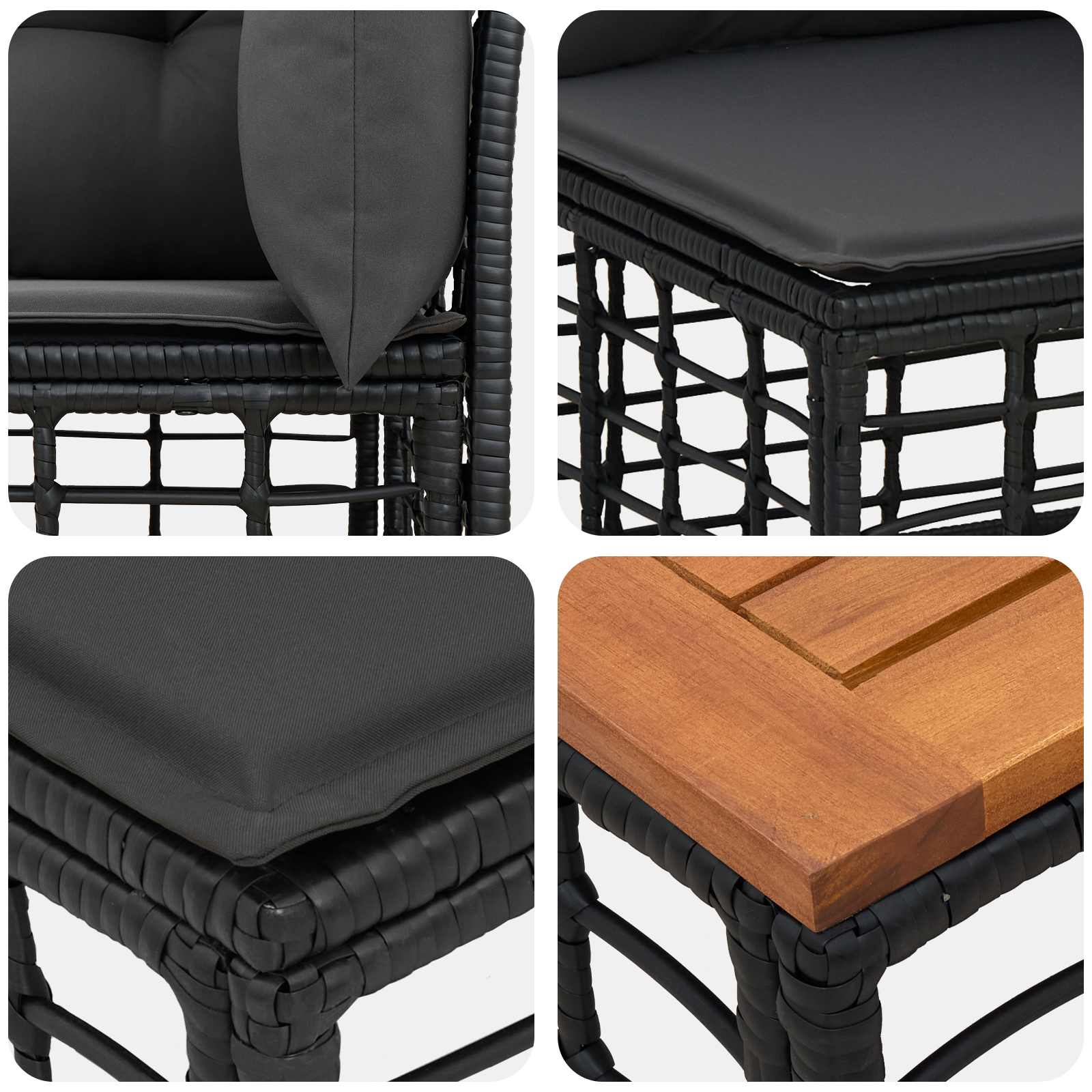 Set vanjskih sofa 6 kom. Crna i tamno siva Poliester