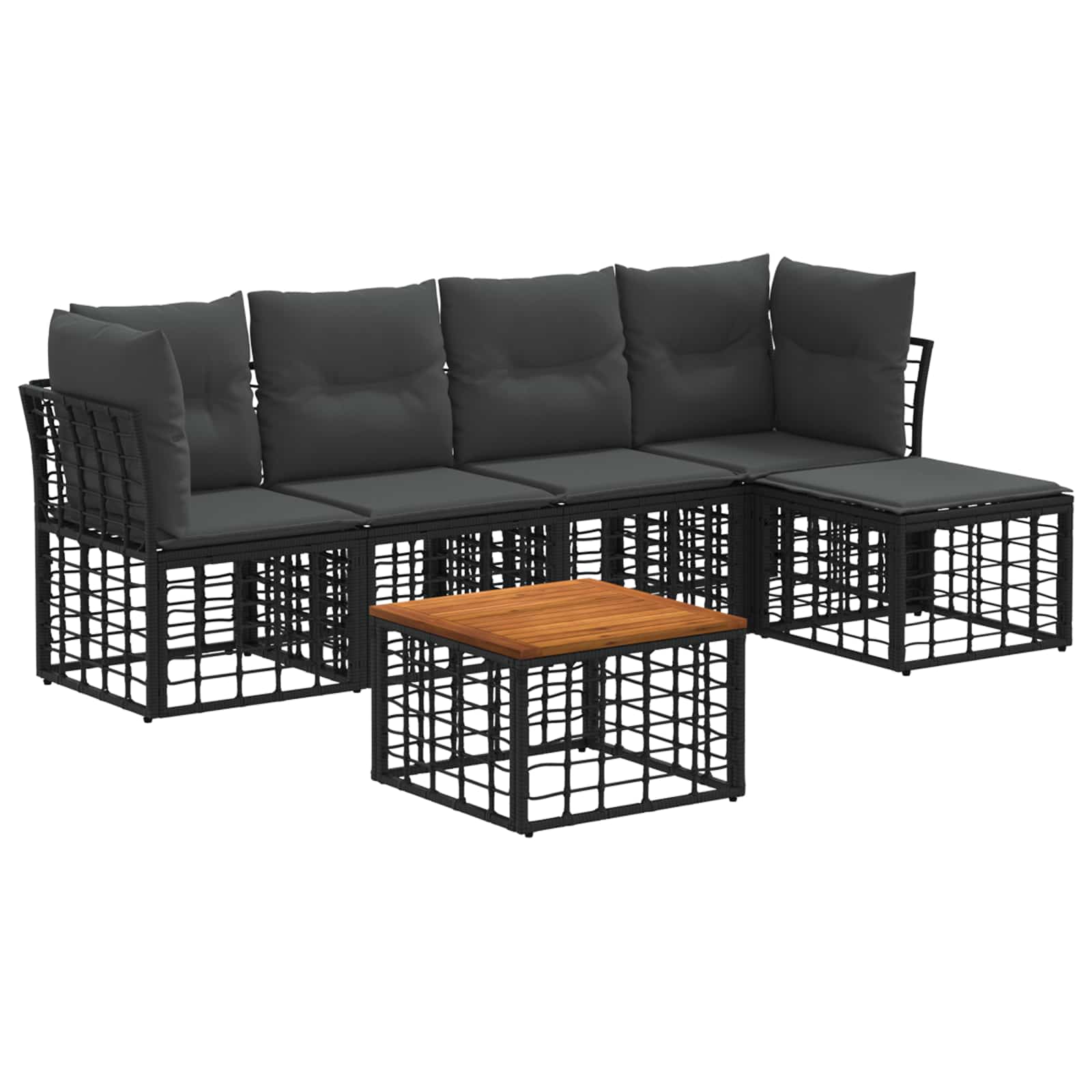 Set vanjskih sofa 6 kom. Crna i tamno siva Poliester