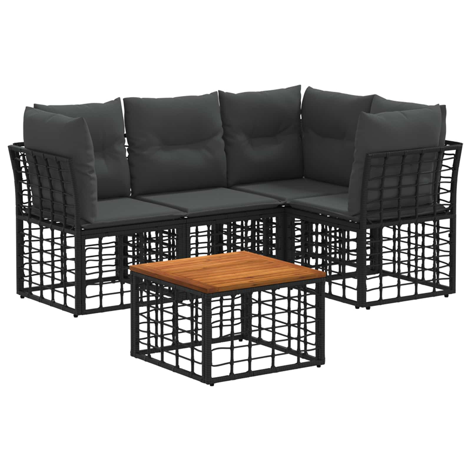 Set vanjskih sofa 5 pcs Crna i tamno siva Poliester