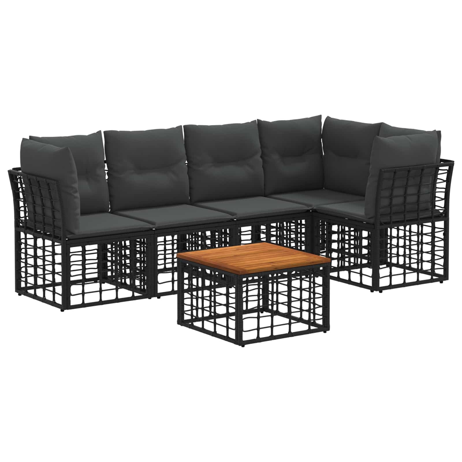Set vanjskih sofa 6 kom. Crna i tamno siva Poliester