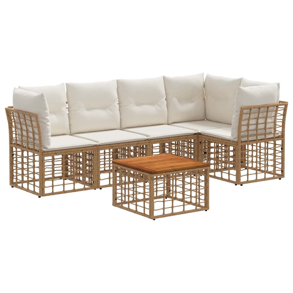 Set vanjskih sofa 6 kom. Prirodna i krema bijela Poliester