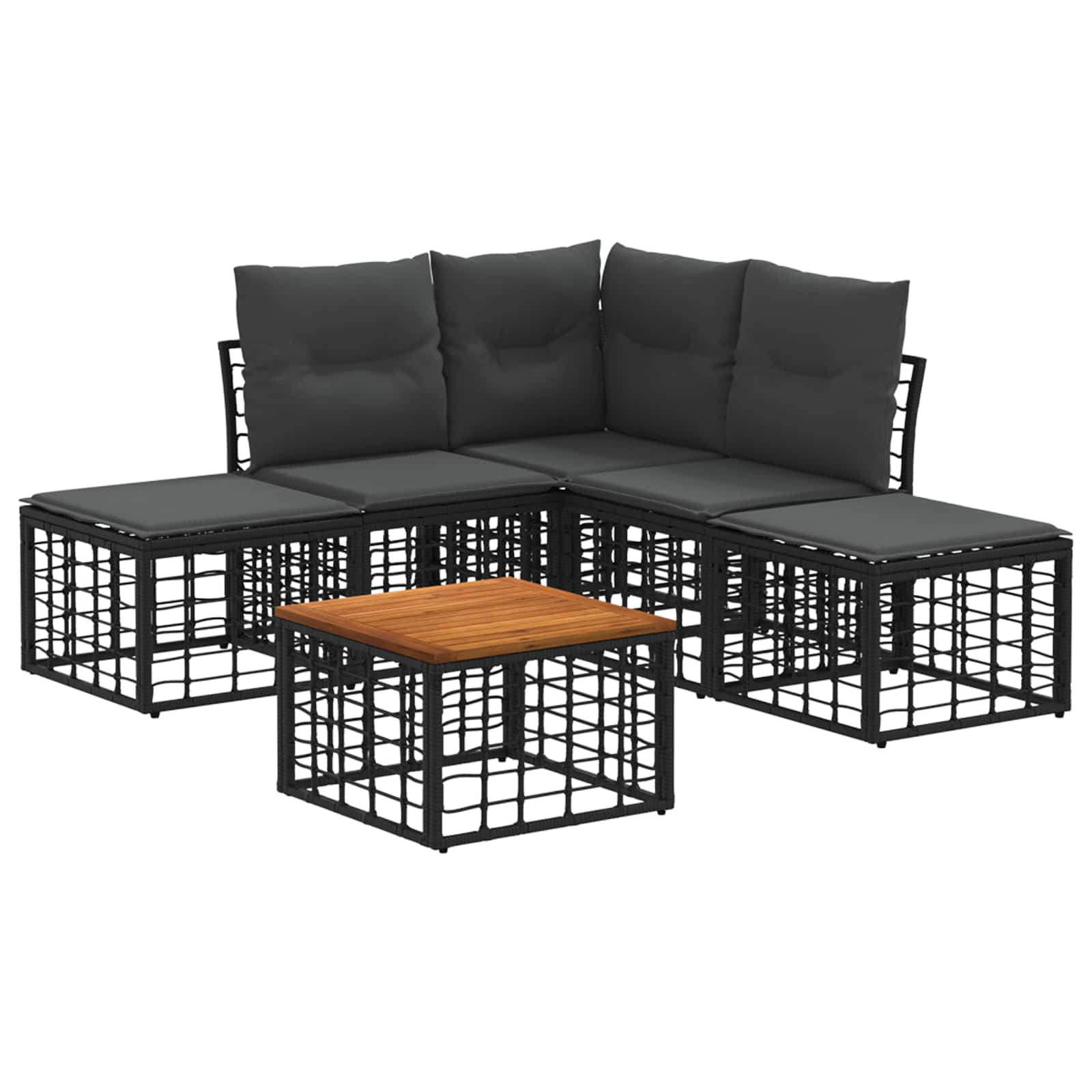 Set vanjskih sofa 6 pcs Crna i tamno siva Poliester