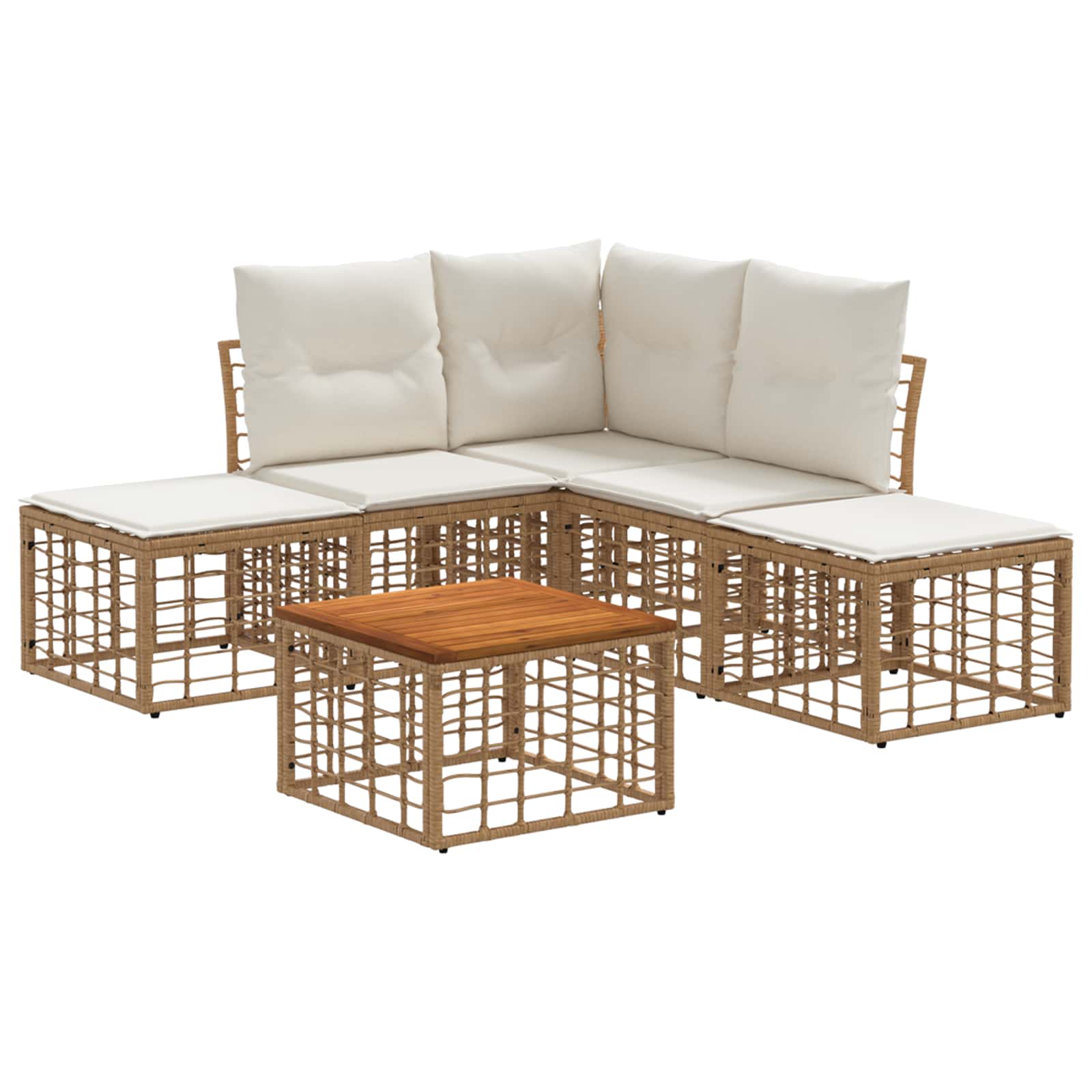 Set vanjskih sofa 6 pcs Prirodna i krema bijela Poliester