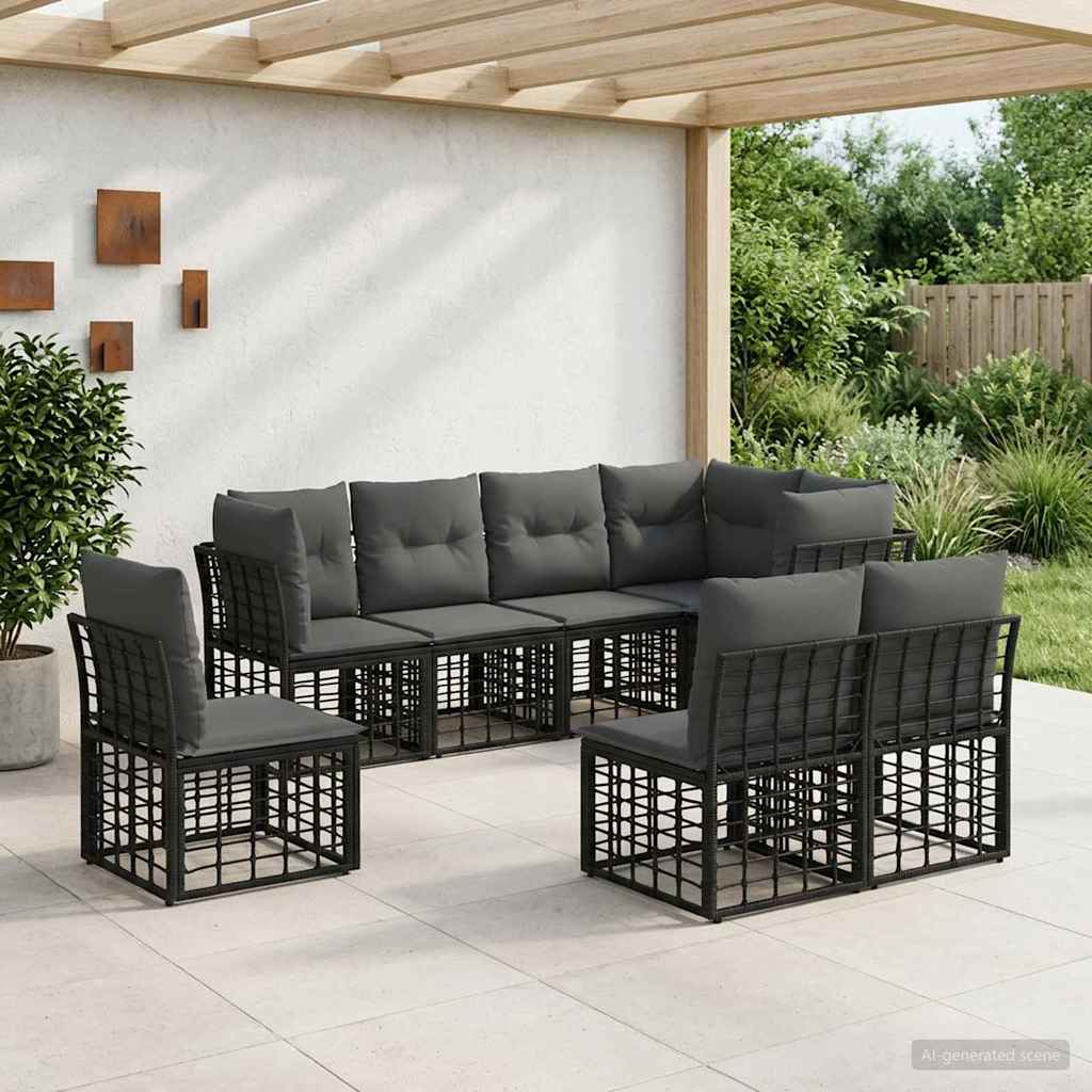 Set vanjskih sofa Crna Poliester