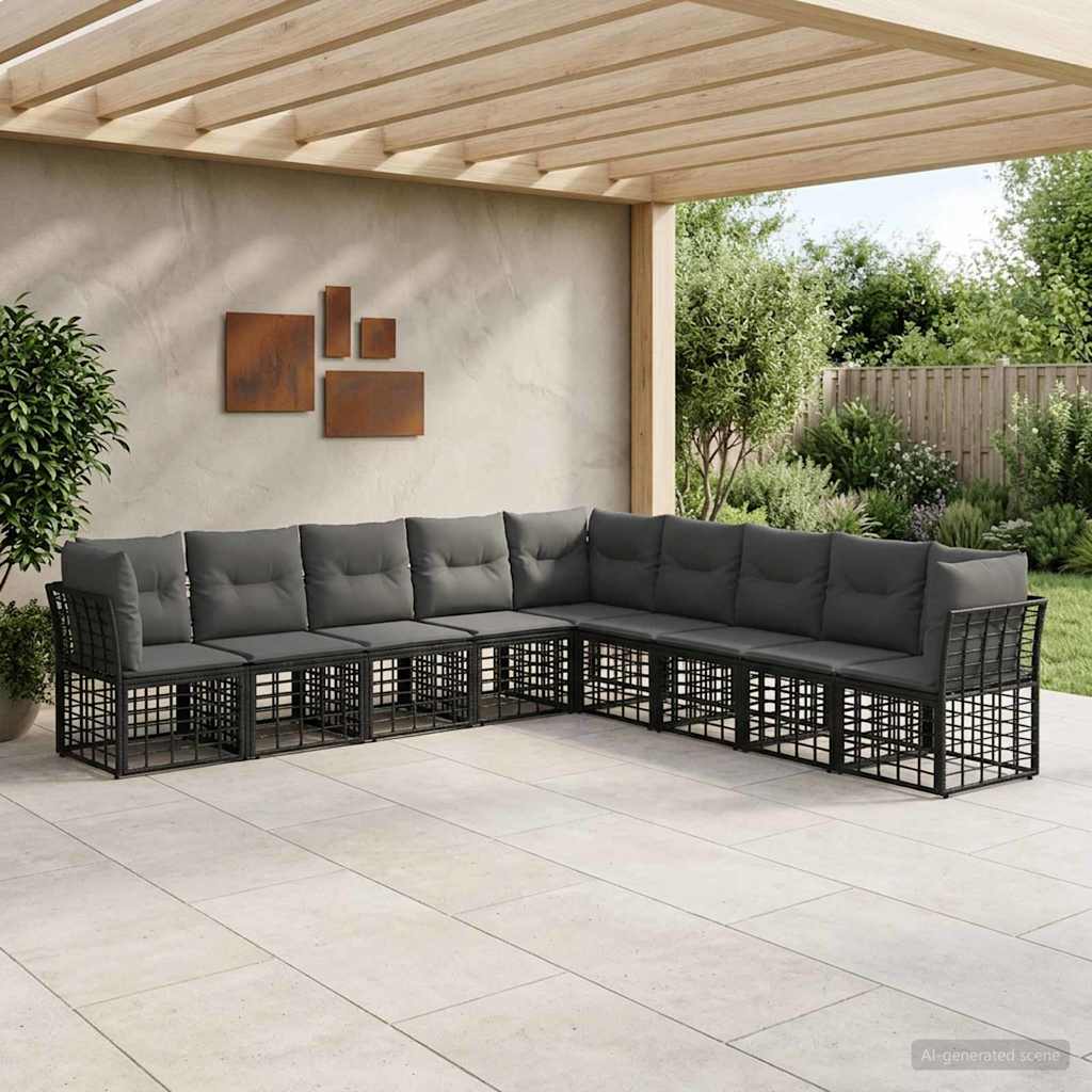Set vanjskih sofa Crna Poliester