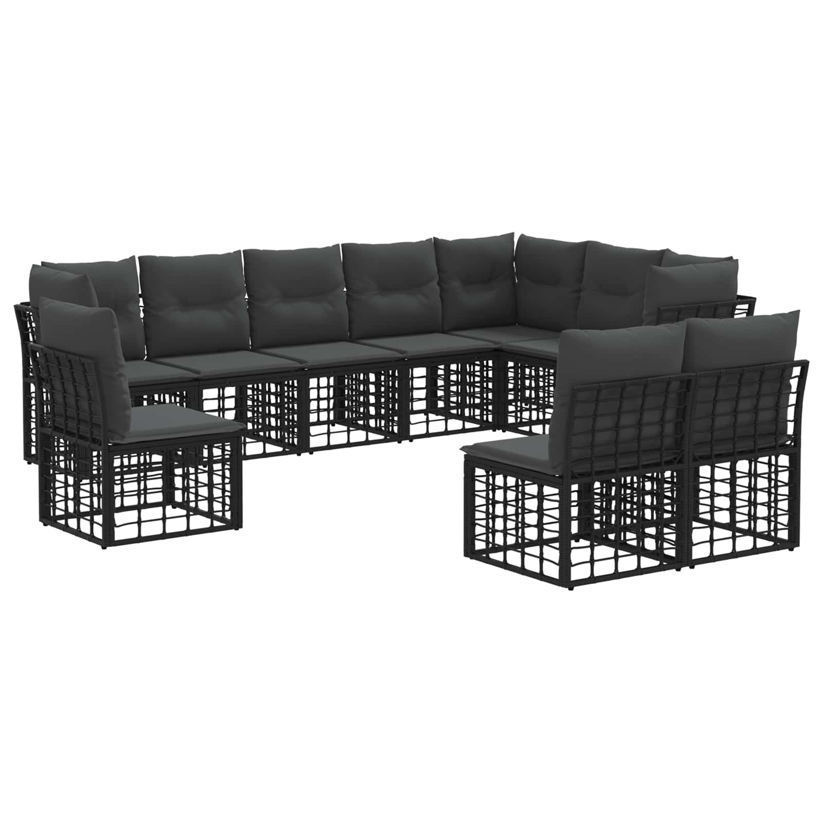 Set vanjskih sofa Crna Poliester