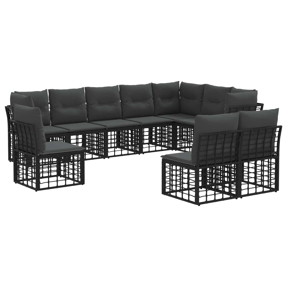 Set vanjskih sofa Crna Poliester