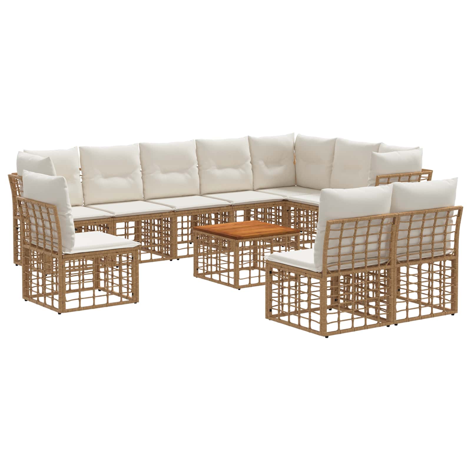 Set vanjskih sofa 11 pcs Prirodna i krema bijela Poliester