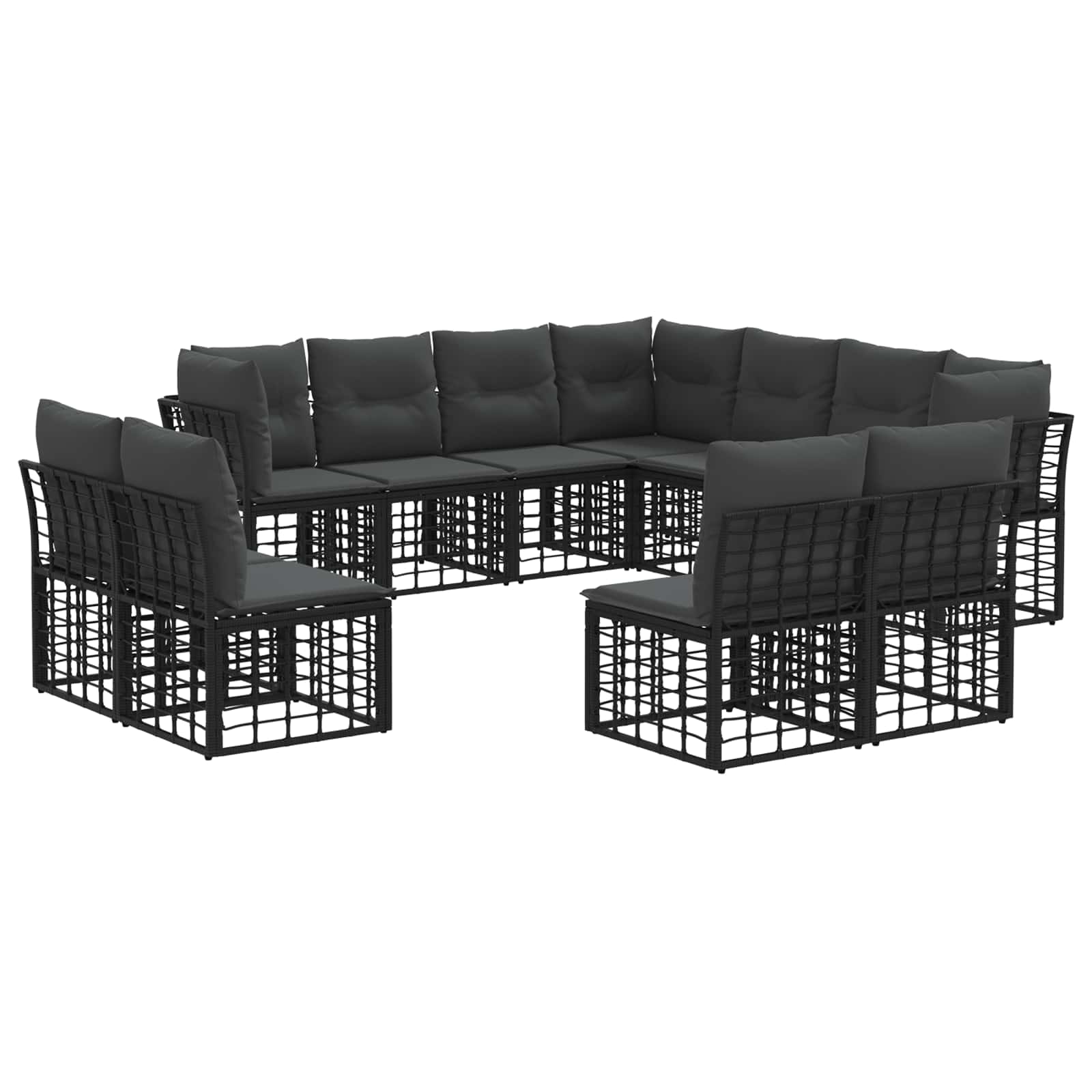 Set vanjskih sofa Crna Poliester