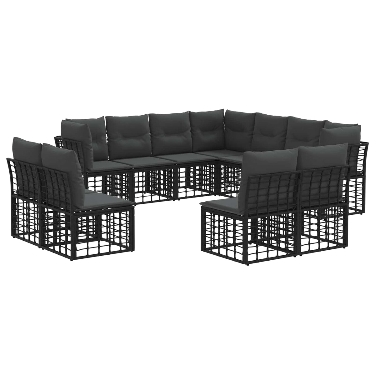 Set vanjskih sofa Crna Poliester
