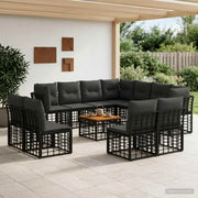 Set vanjskih sofa 12 pcs Crna i tamno siva Poliester