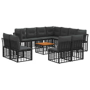 Set vanjskih sofa 12 pcs Crna i tamno siva Poliester