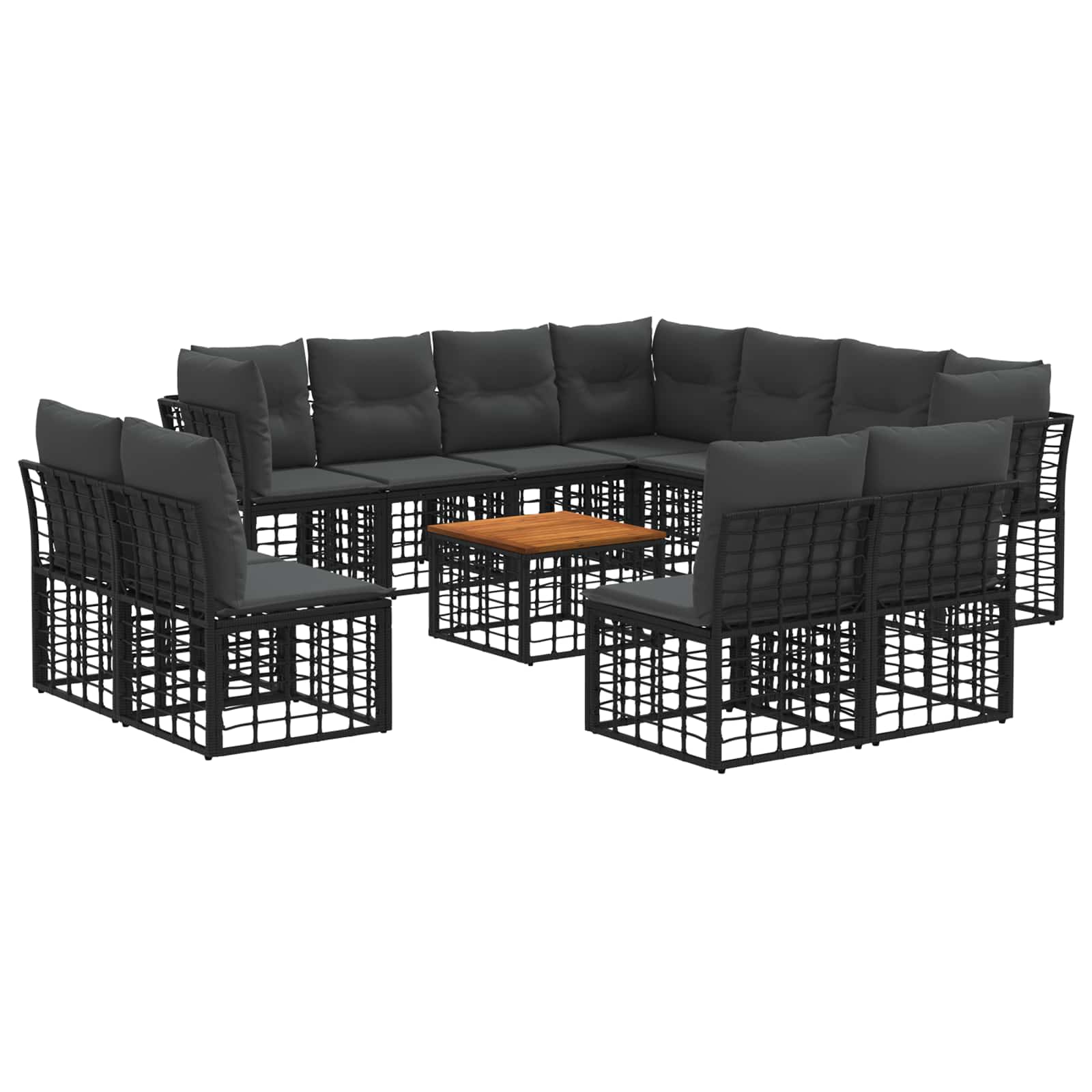 Set vanjskih sofa 12 pcs Crna i tamno siva Poliester