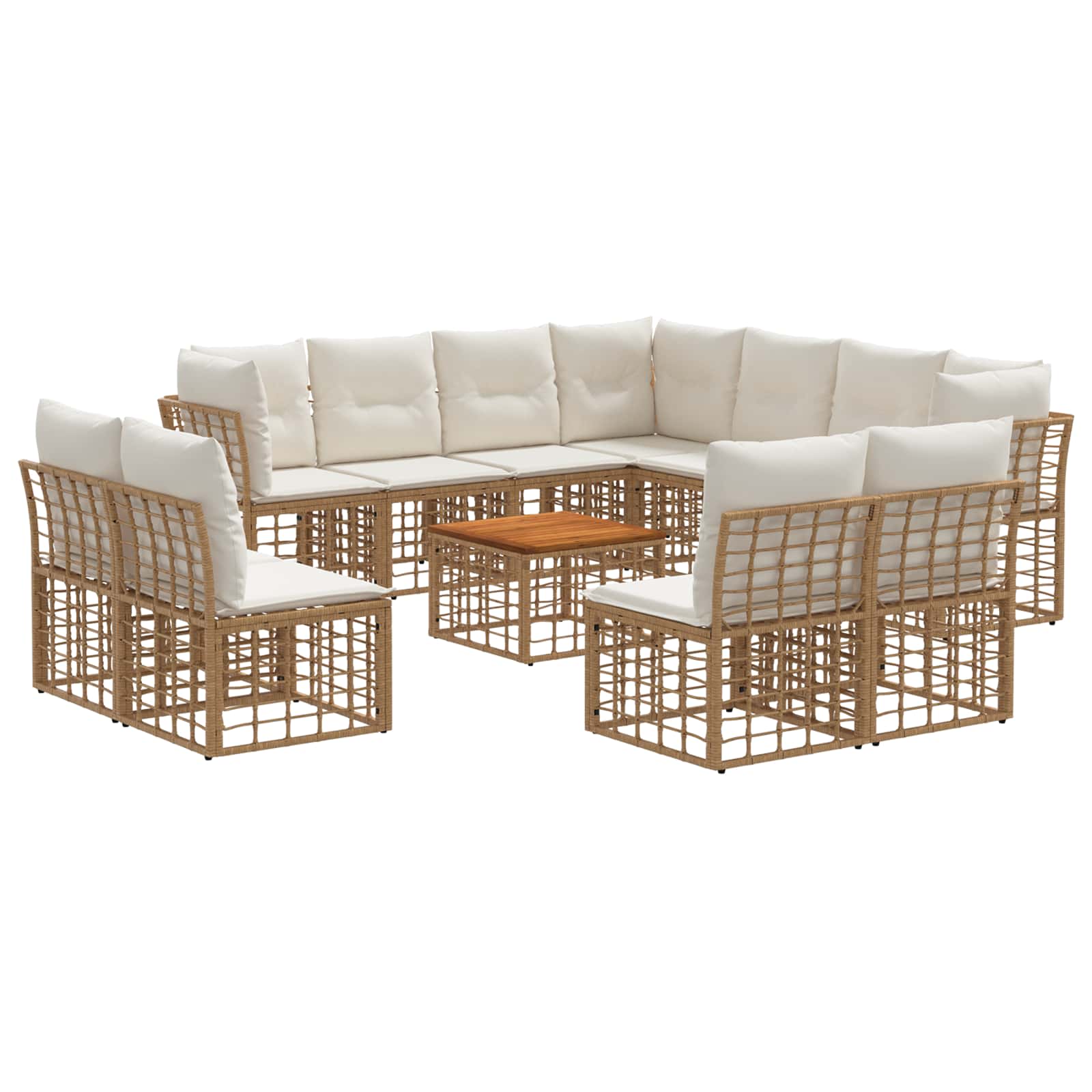 Set vanjskih sofa 12 pcs Prirodna i krema bijela Poliester