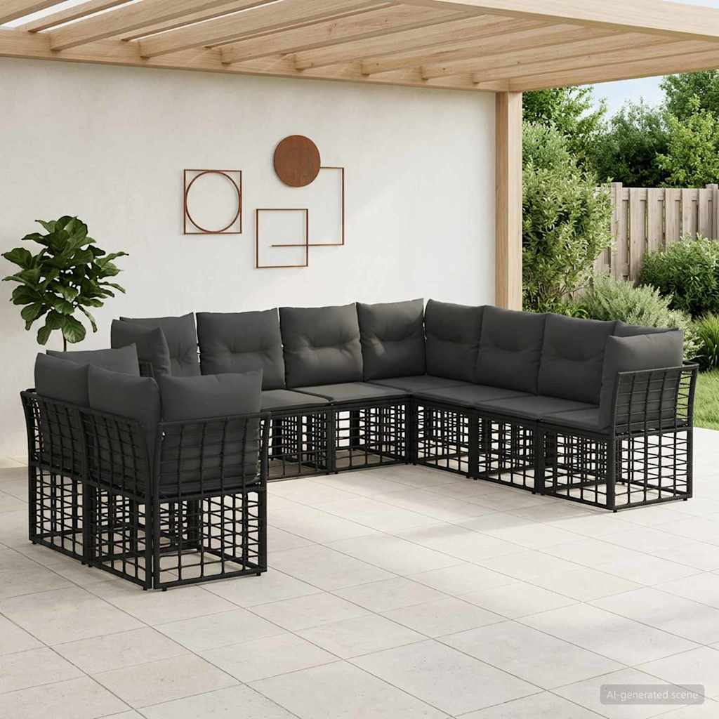 Set vanjskih sofa Crna Poliester
