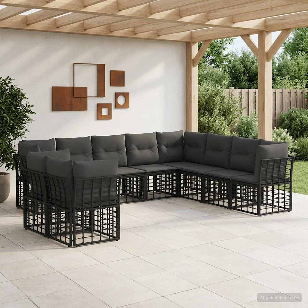 Set vanjskih sofa Crna Poliester