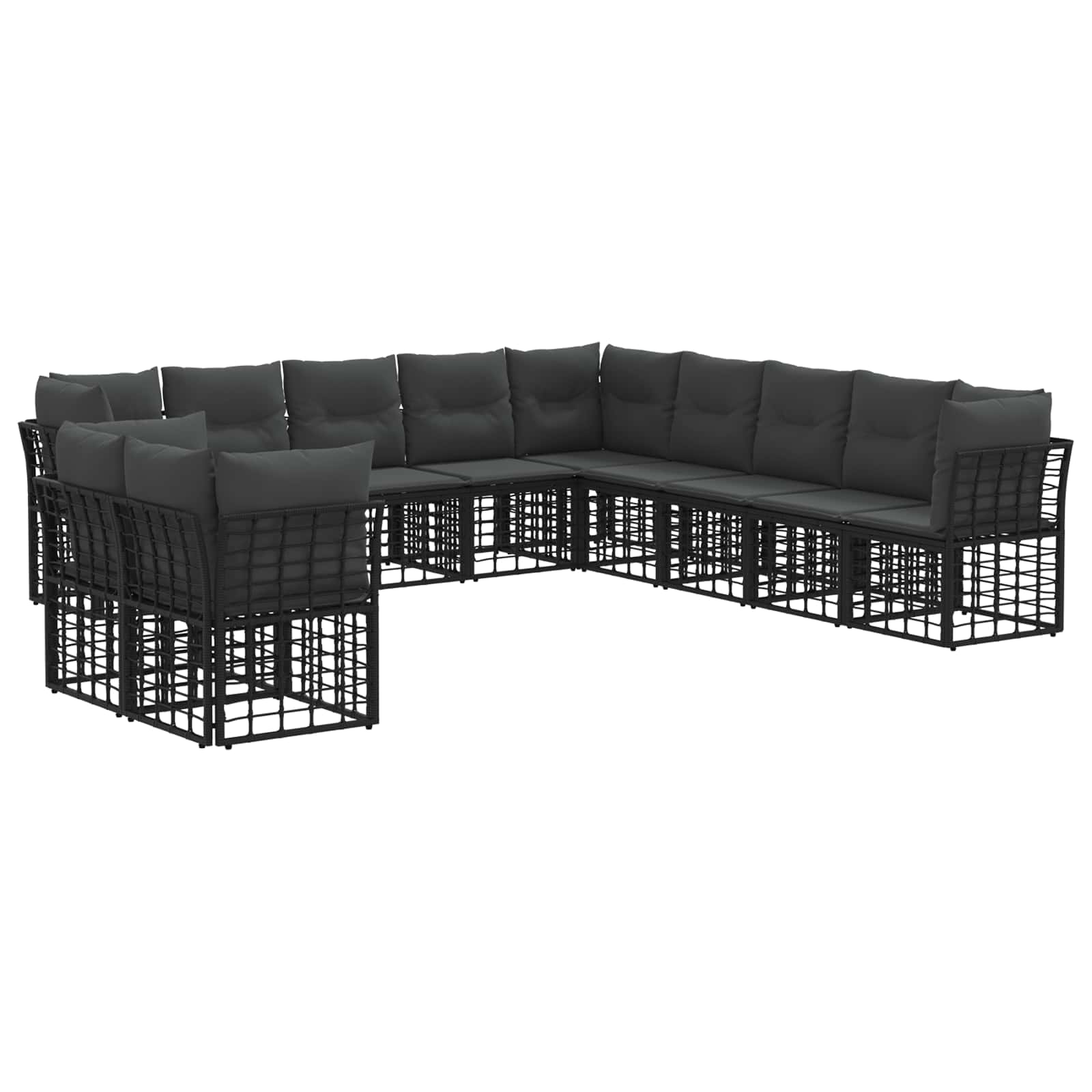 Set vanjskih sofa Crna Poliester