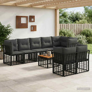 Set vanjskih sofa 9 kom. Crna i tamno siva Poliester