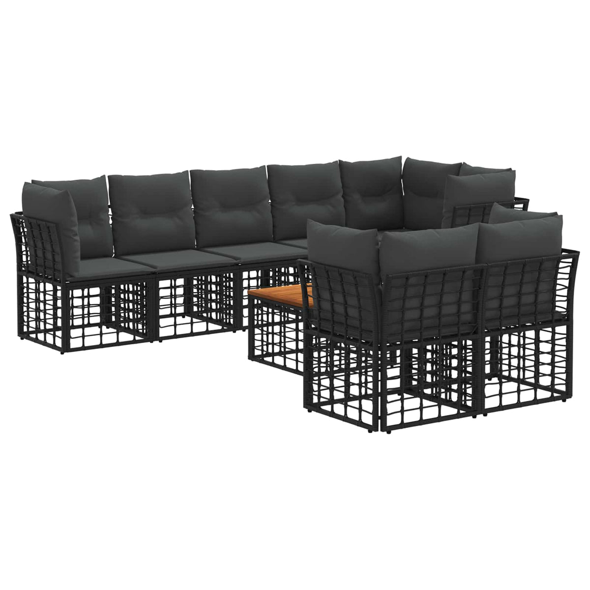Set vanjskih sofa 9 kom. Crna i tamno siva Poliester