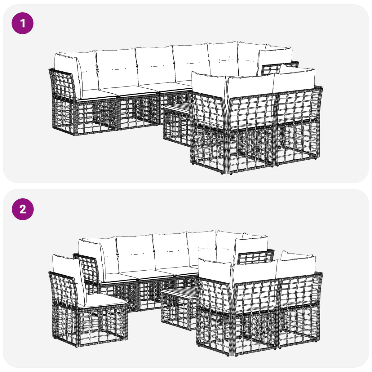 Set vanjskih sofa 9 kom. Crna i tamno siva Poliester