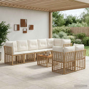 Set vanjskih sofa 9 kom. Prirodna i krema bijela Poliester