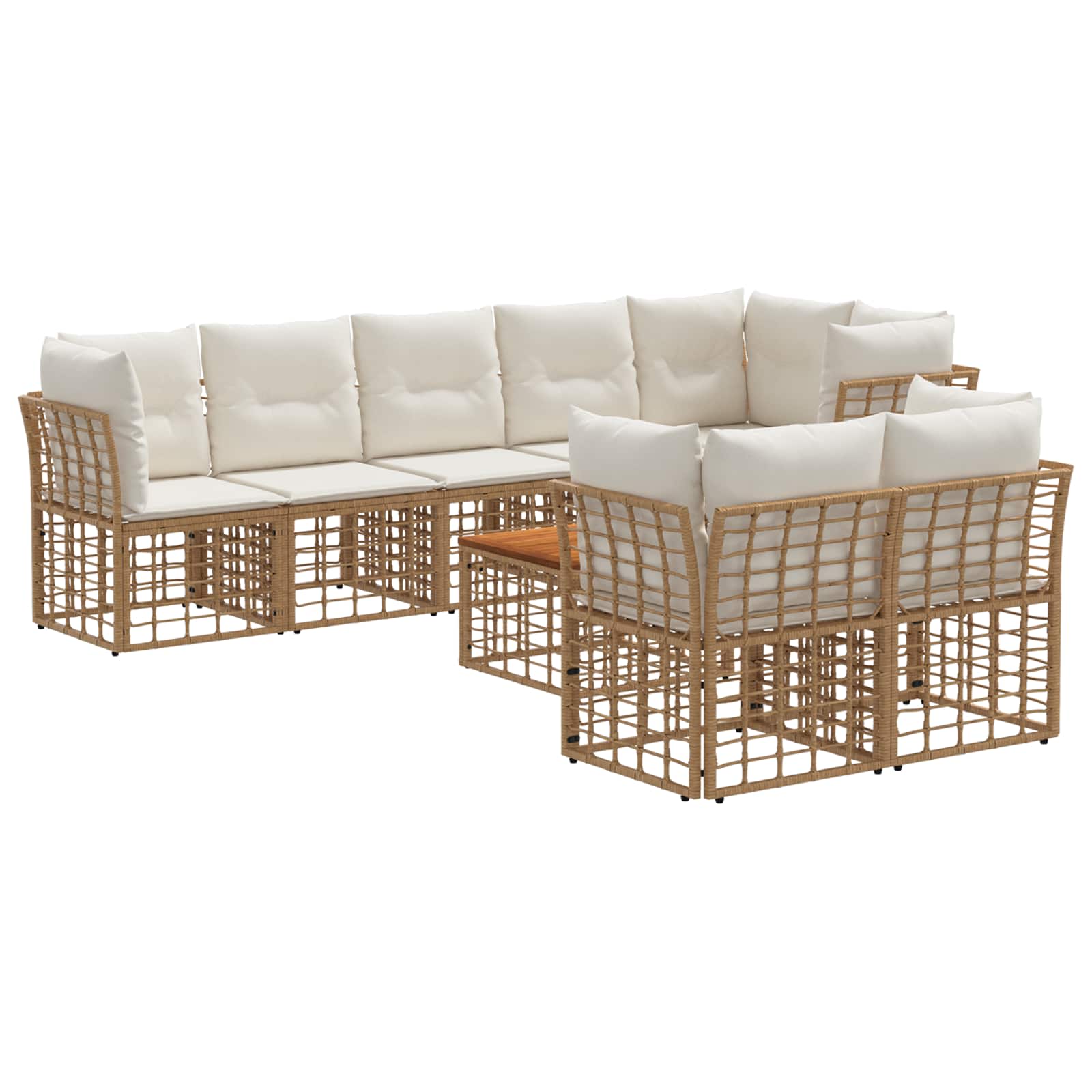 Set vanjskih sofa 9 kom. Prirodna i krema bijela Poliester