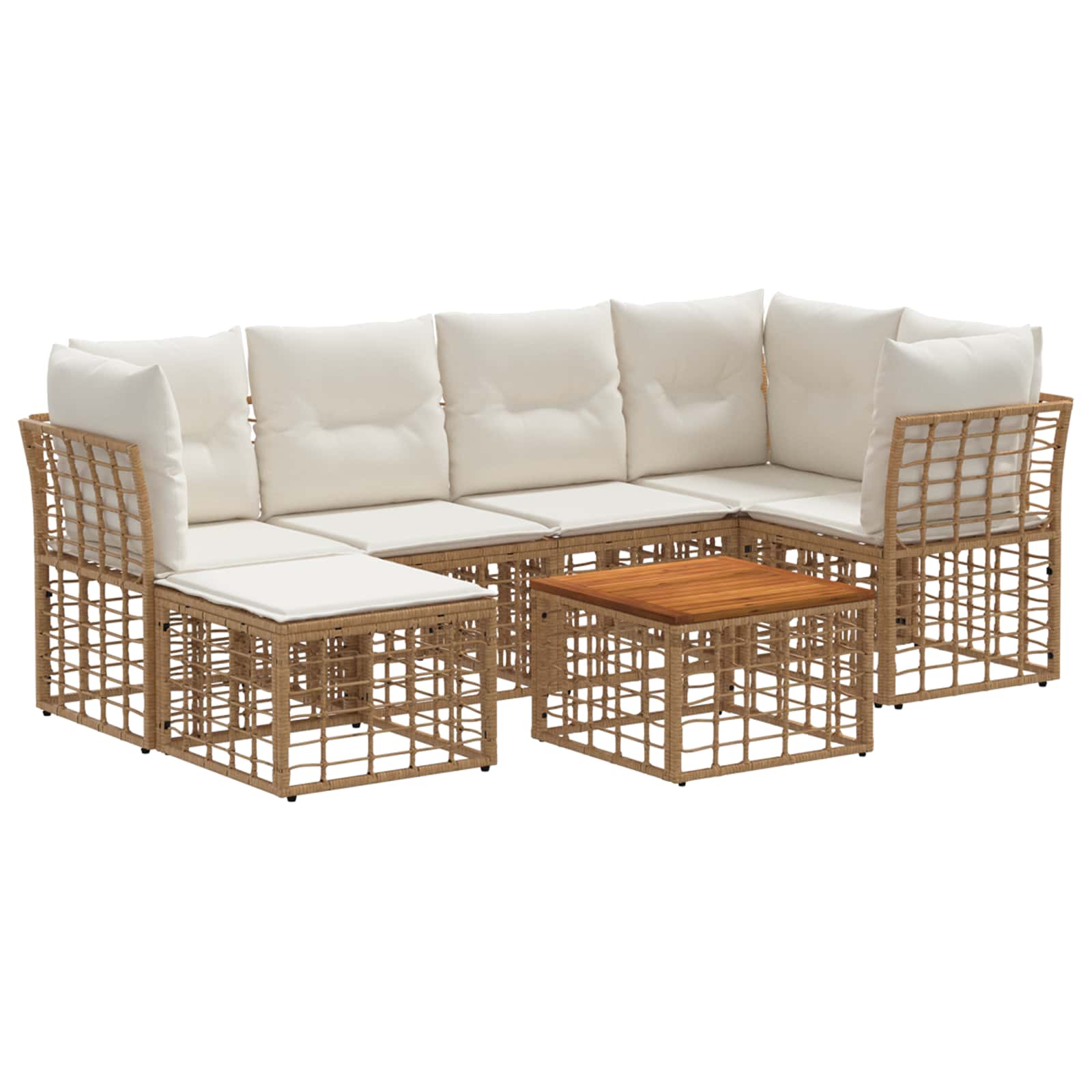 Set vanjskih sofa 7 pcs Prirodna i krema bijela Poliester