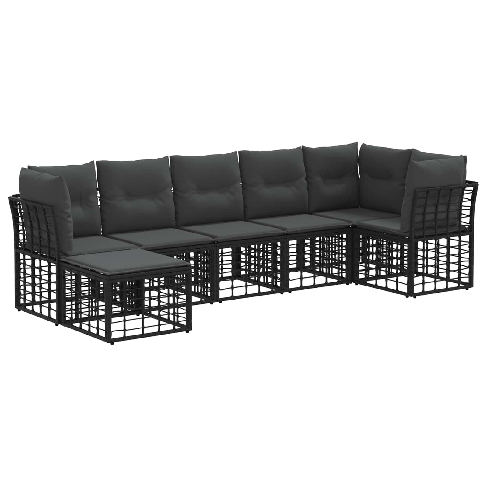 Set vanjskih sofa Crna Poliester