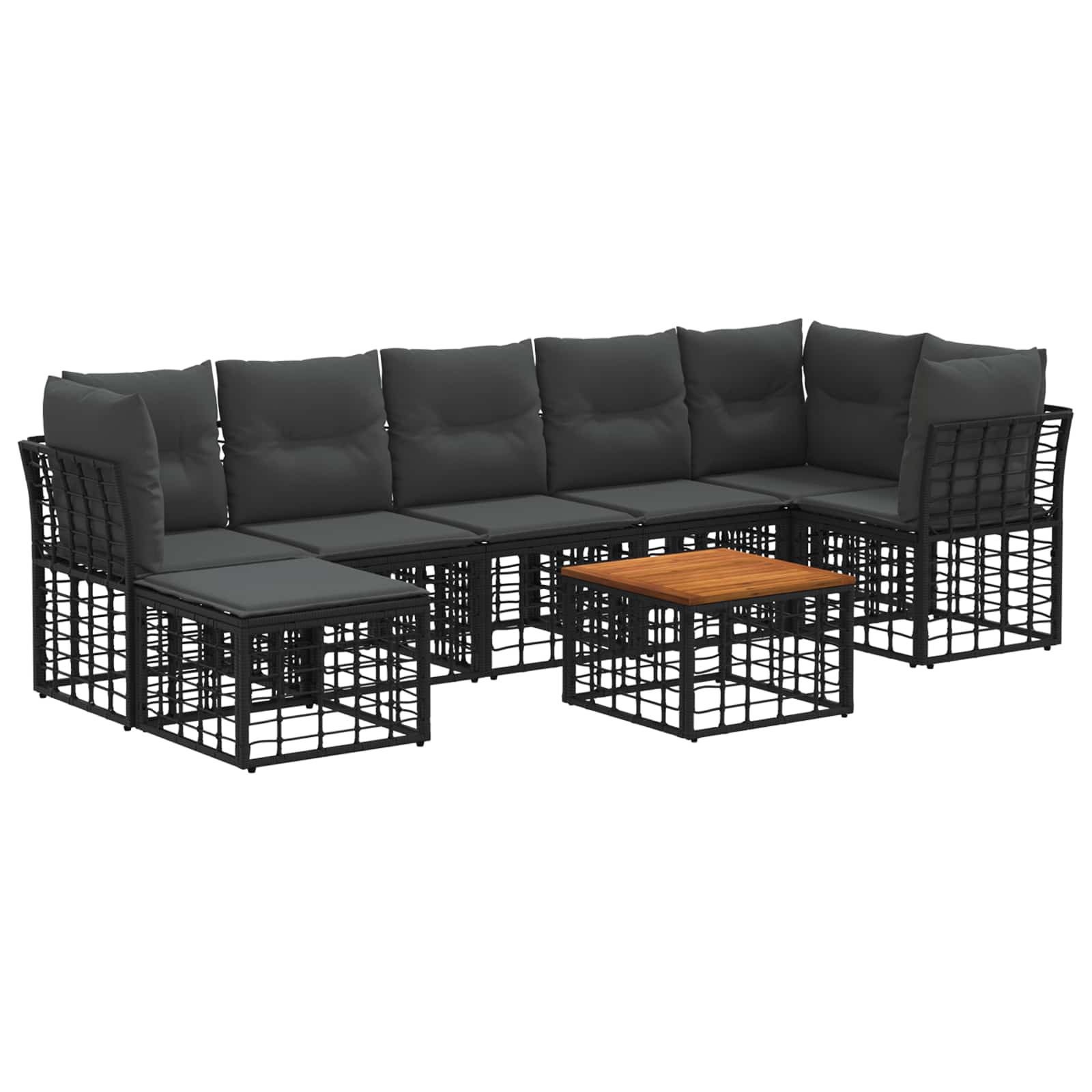 Set vanjskih sofa 8 pcs Crna i tamno siva Poliester